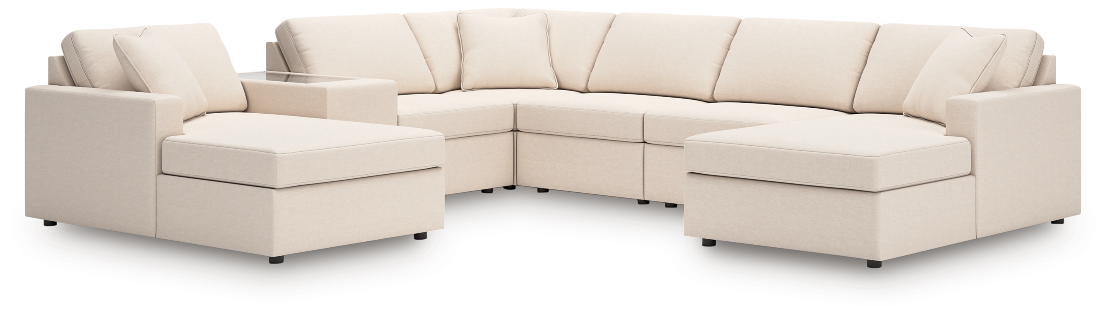 Modmax - 7-Piece Sectional With Laf And Raf Corner Chaises And With Storage Console - Oyster