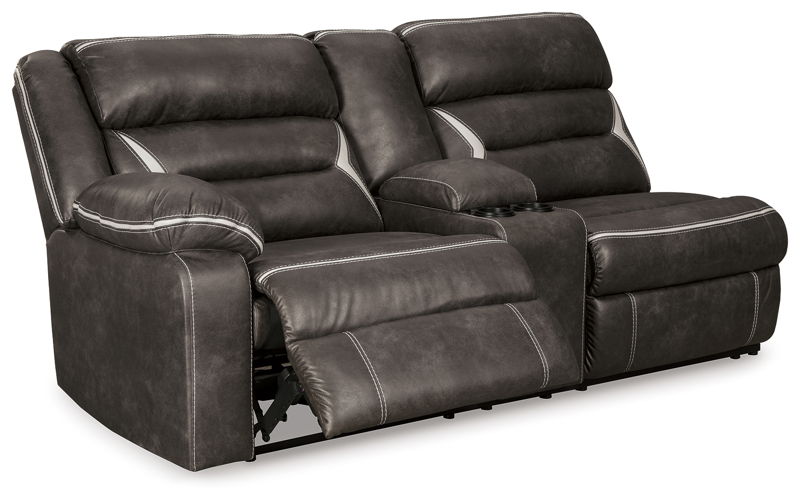 Kincord - Laf Rec Power Sofa W/Console - Midnight