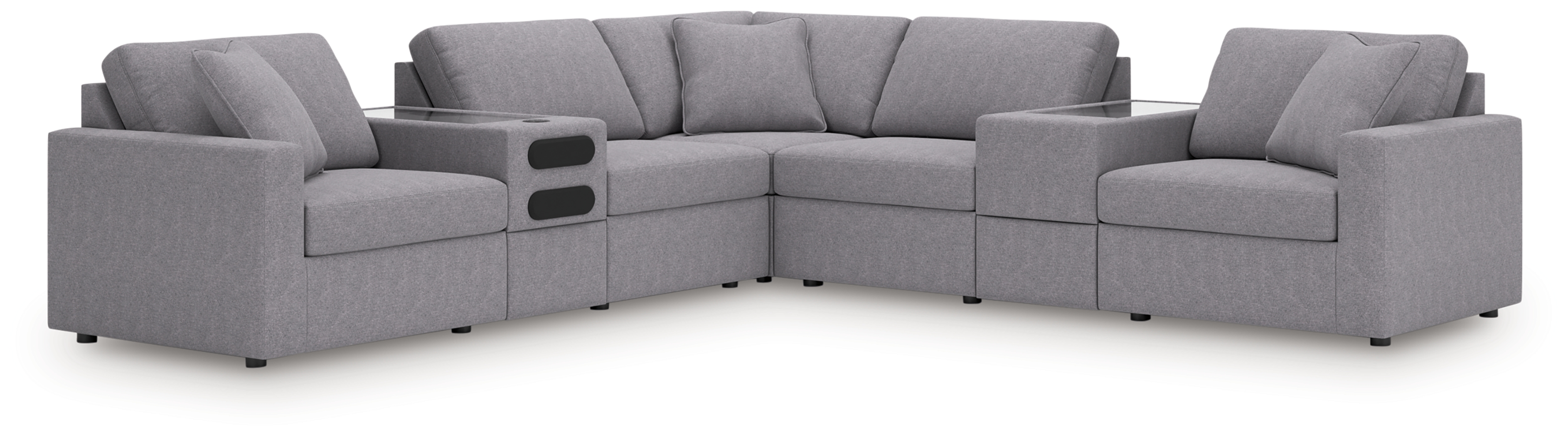Modmax - 7-Piece Balanced Sectional With Audio And Storage Consoles - Granite