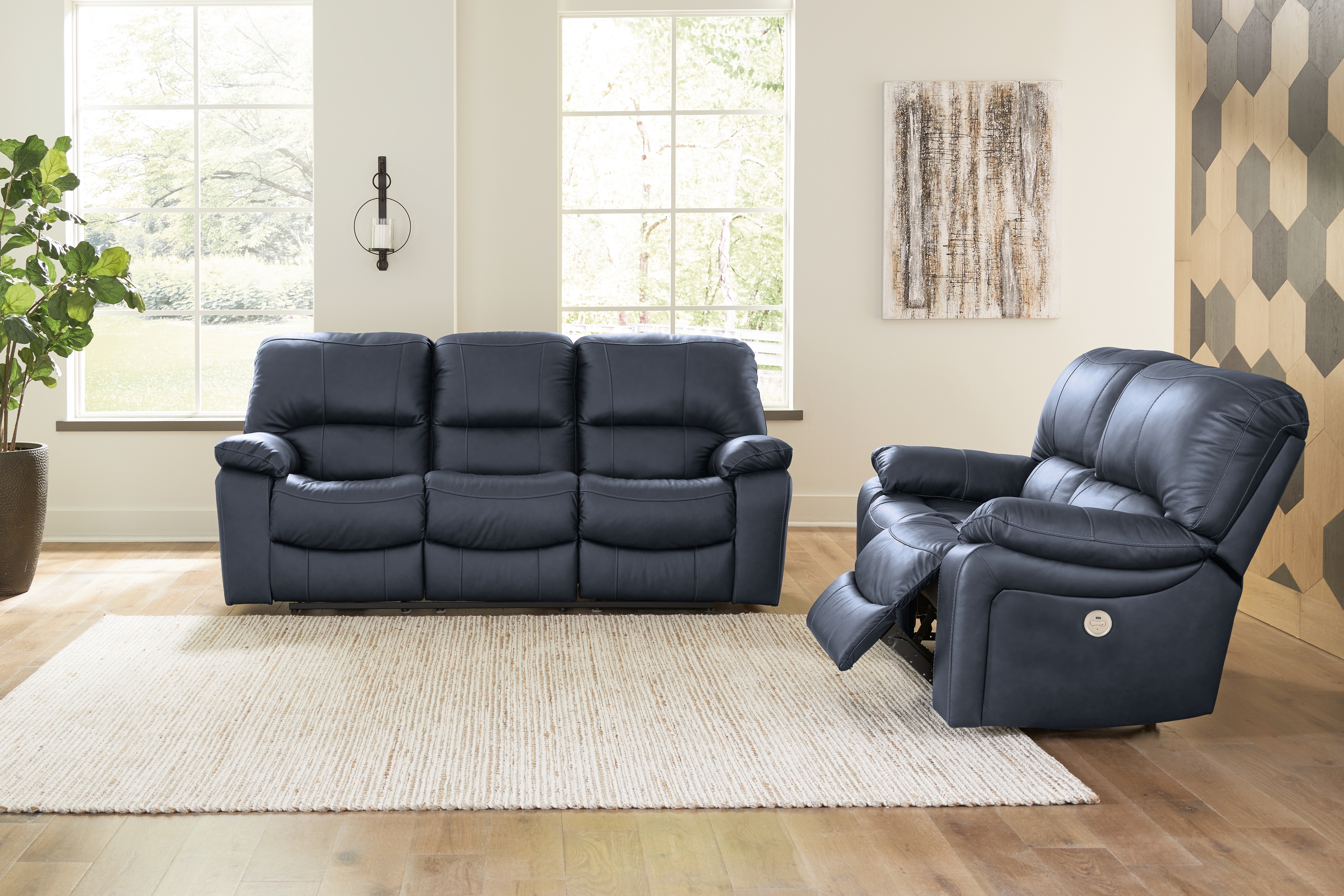 Leesworth - 2 Pc. - Power Reclining Sofa, Power Reclining Loveseat - Ocean