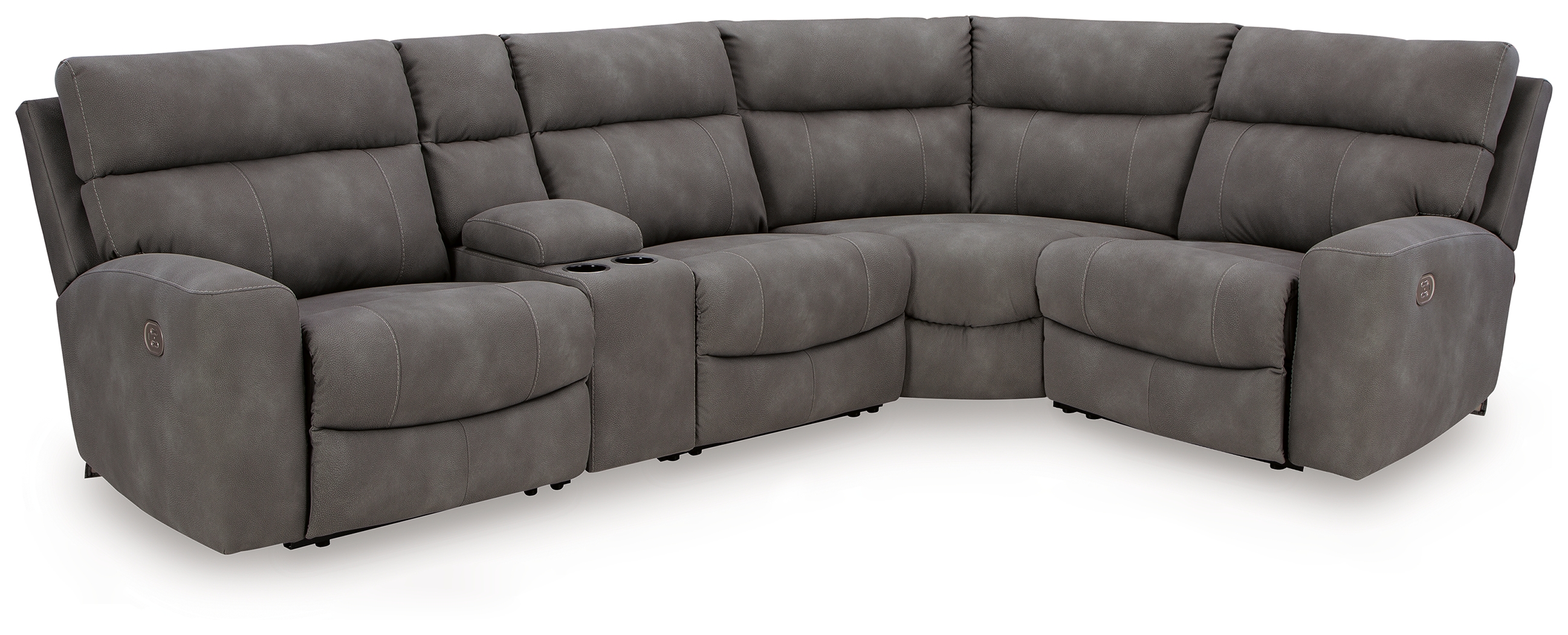Next-Gen Durapella - 5-Piece Power Reclining Sectional With Console - Slate