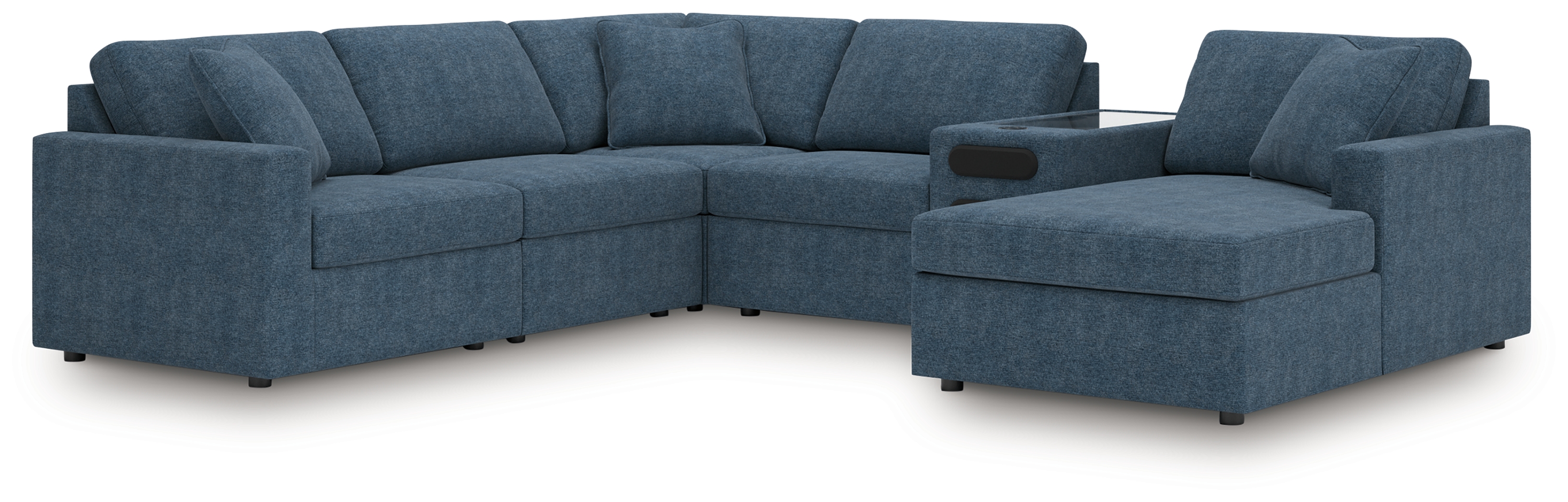 Modmax - 6-Piece Sectional With Audio System, Raf Corner Chaise And LAF Corner Chair - Ink