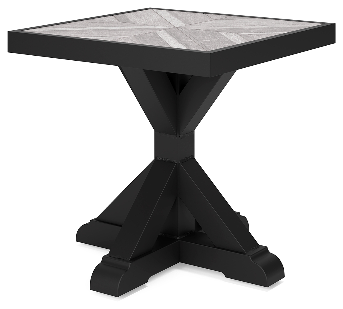 Beachcroft - Square End Table - Black / Light Gray
