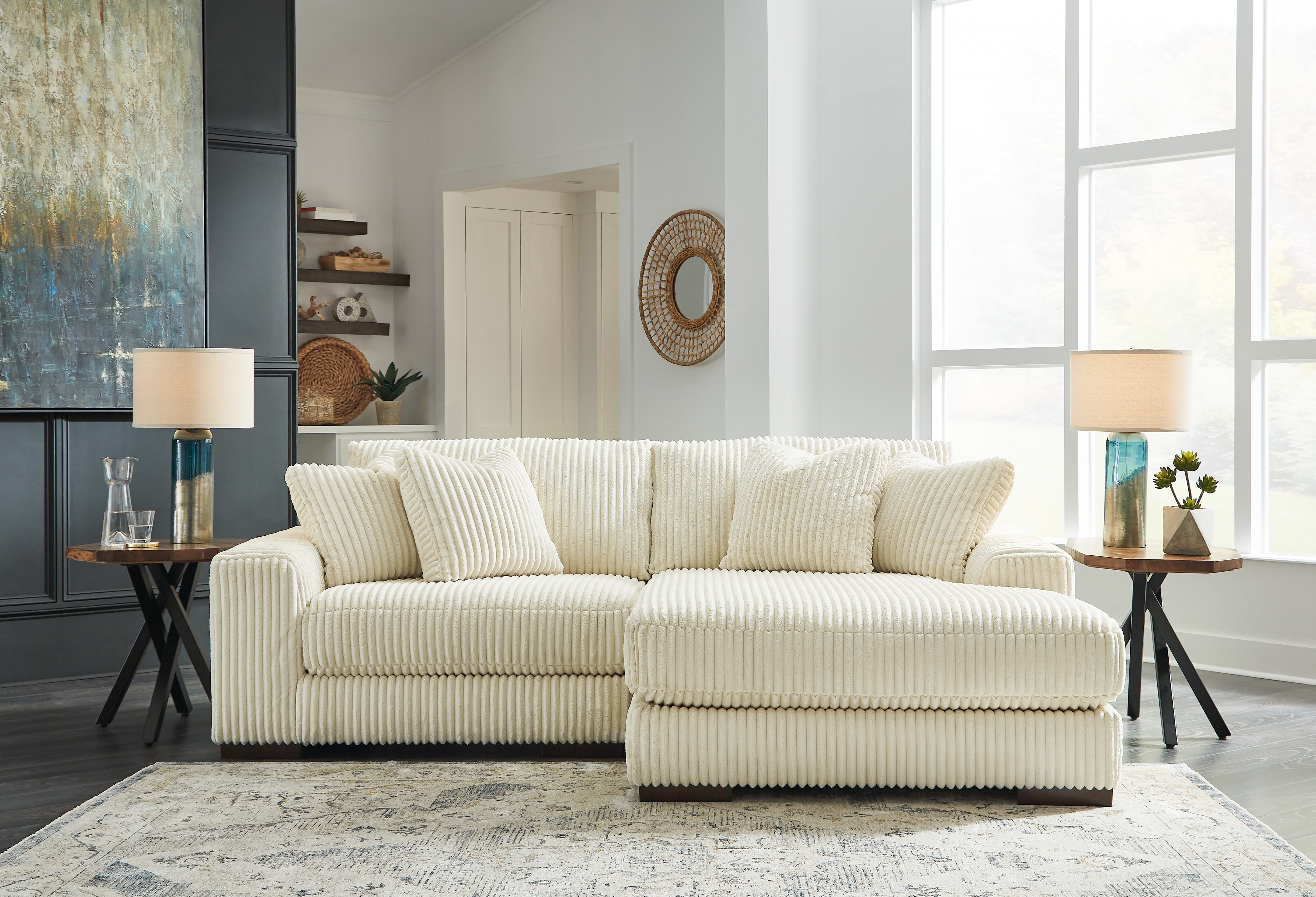 Lindyn - Right Arm Facing Corner Chaise 2 Pc Sectional - Ivory