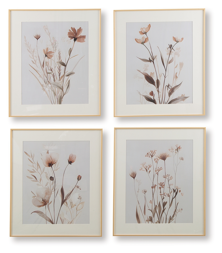 Chettings - Wall Art Set (Set of 4) - Beige / Gray / Blush