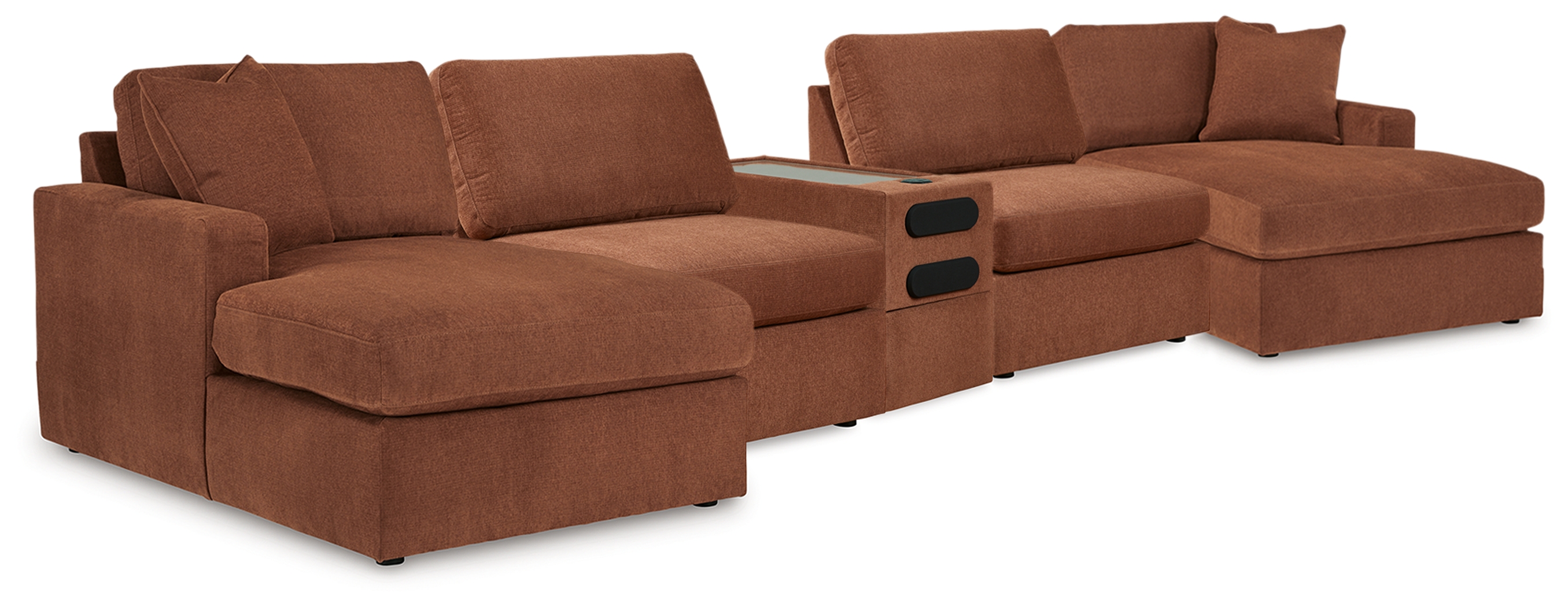 Modmax - 5 Piece Double Chaise Sectional With Audio Console - Spice
