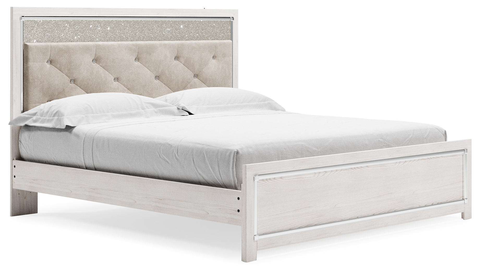 Altyra - King Panel Bed With Upholstered Headboard - White