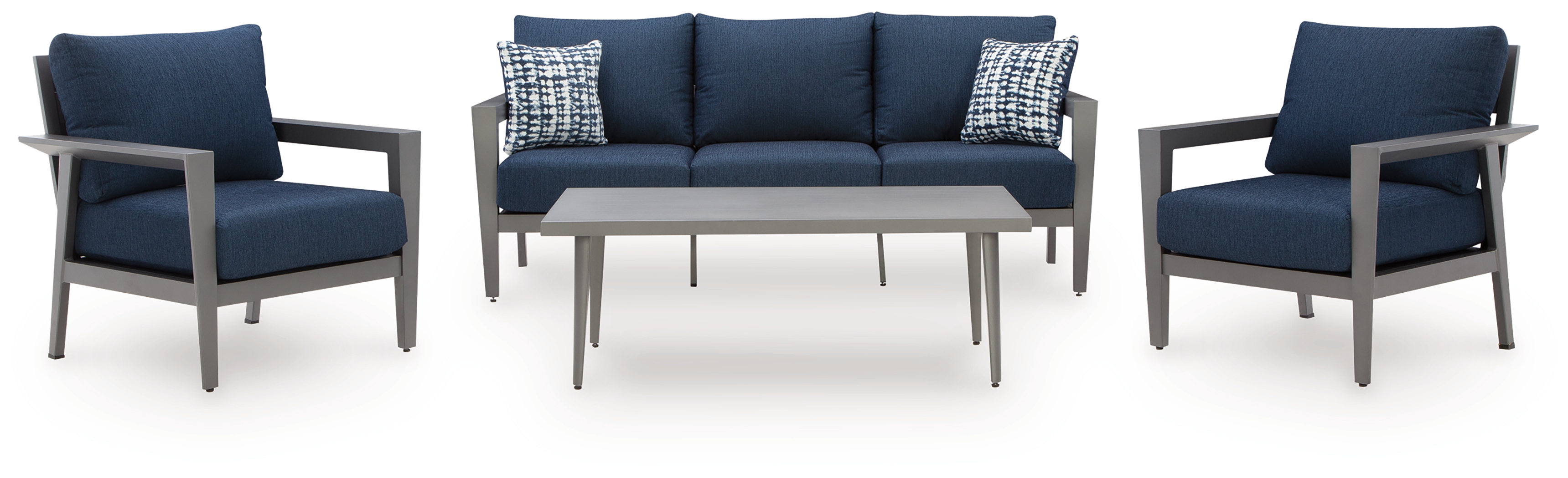 Gali - Sofa / Chairs / Table Set (Set of 4) - Gray / Blue