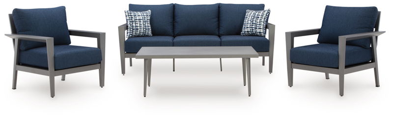 Gali - Sofa / Chairs / Table Set (Set of 4) - Gray / Blue
