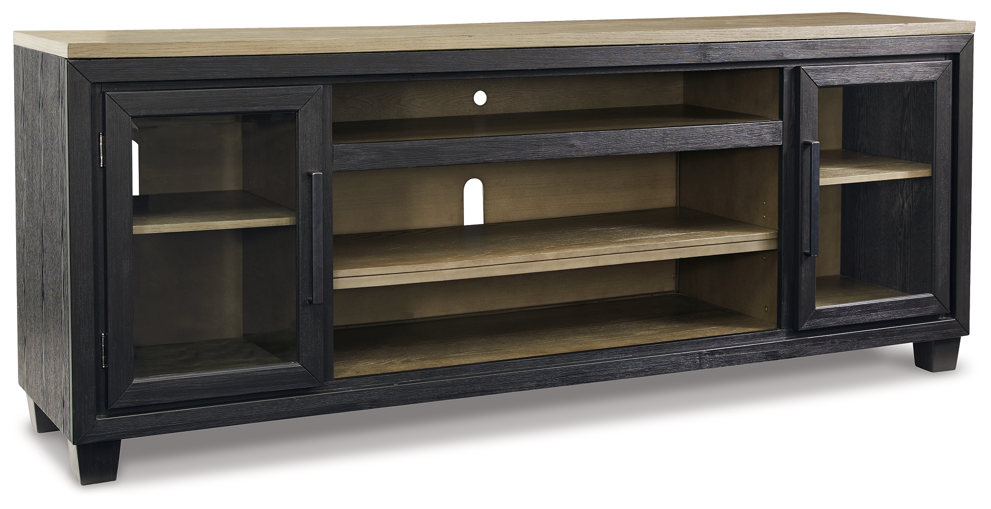 Foyland - XL TV Stand w/Fireplace Option - Black / Brown