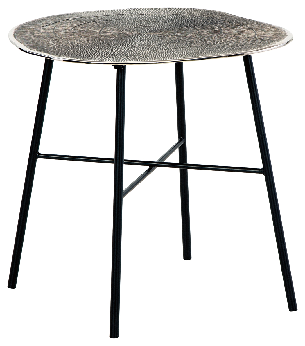 Laverford - Round End Table - Chrome / Black
