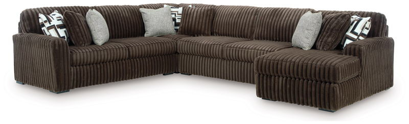 Midnight-Madness - 4-Piece Sectional With RAF Corner Chaise - Chocolate