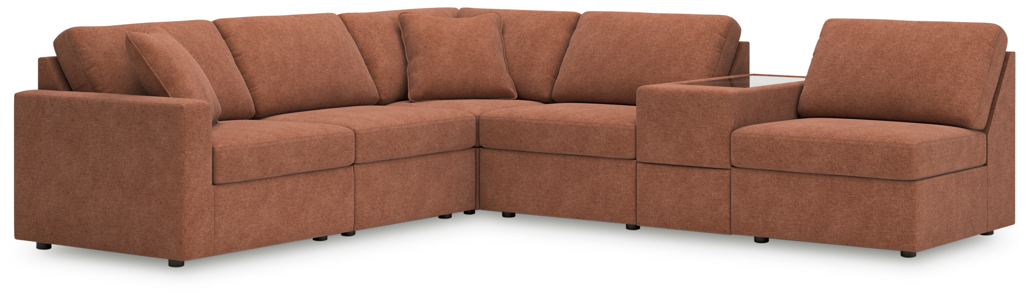 Modmax - 6-Piece Sectional With Storage Console And 3 Armless Chairs - Spice
