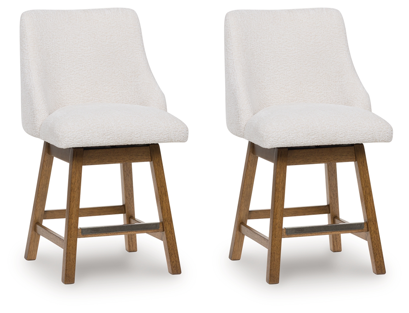 Cabalynn - Upholstered Swivel Barstool (Set of 2) - Oatmeal / Light Brown