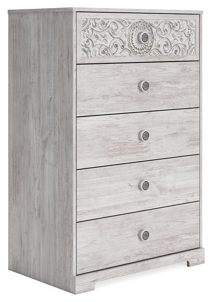 Paxberry - Five Drawer Chest - Whitewash