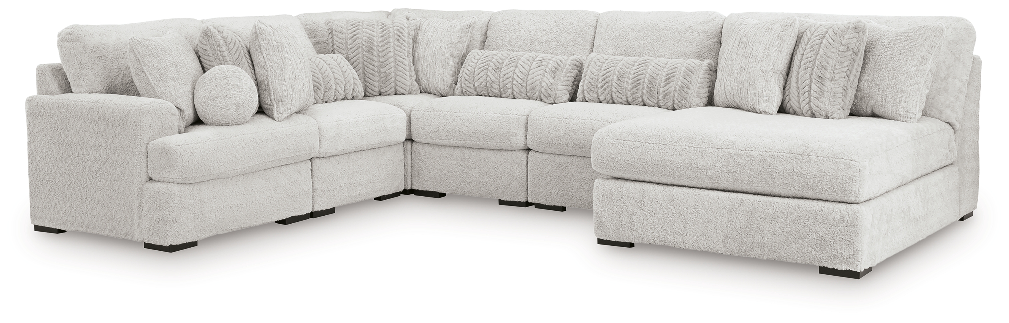 Cuddle Plush - 6-Piece Sectional With Armless Chaise And LAF Corner Chair - Arctic