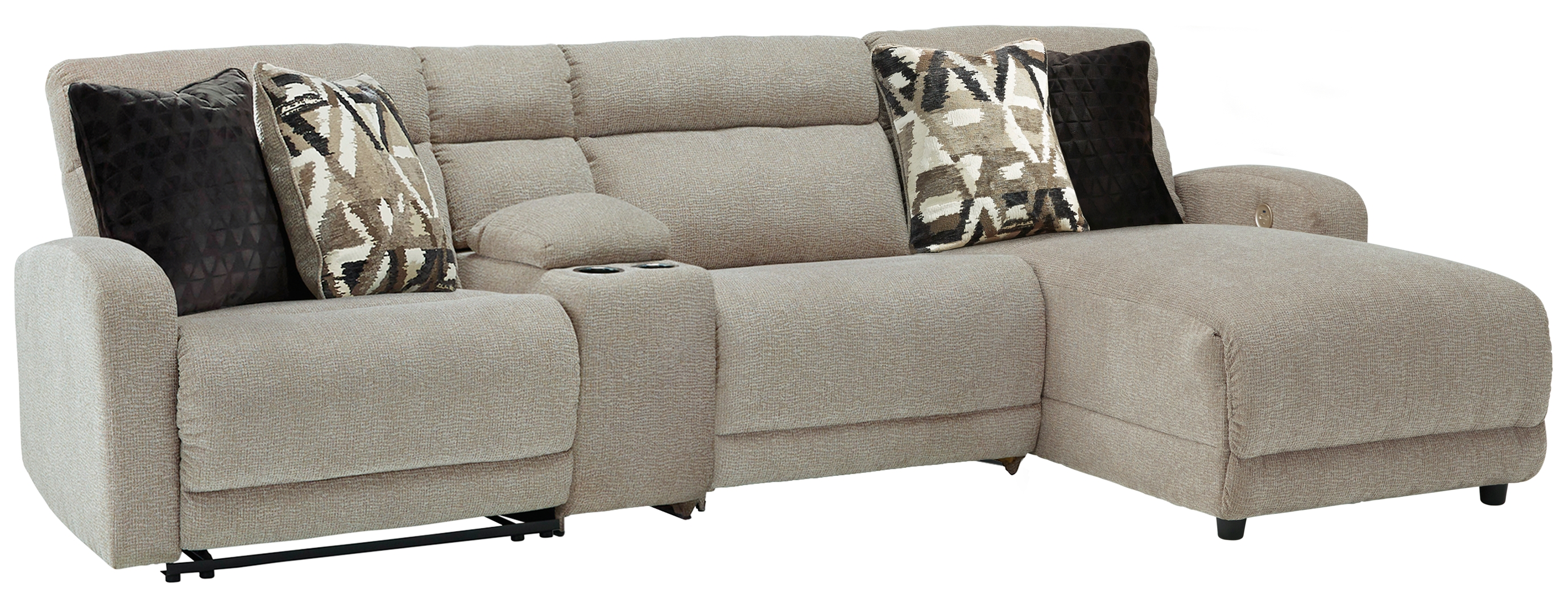 Colleyville - 4-Piece Power Reclining Sectional With RAF Back Chaise - Stone