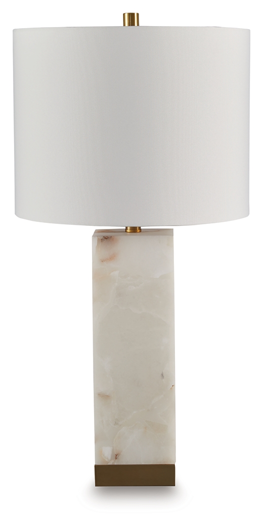 Linderfield - Alabaster Table Lamp - White / Gold Finish