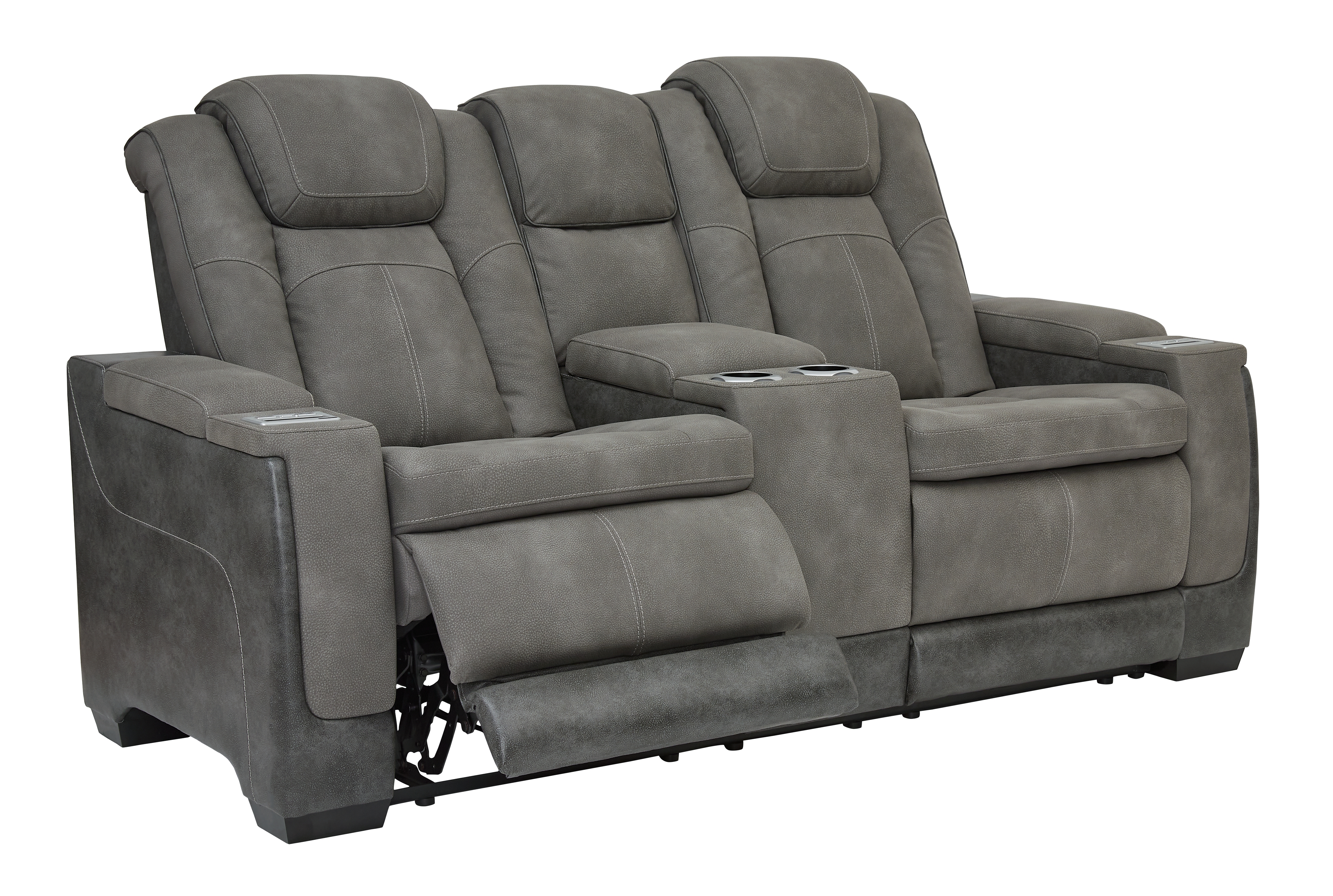 Next-Gen Durapella - Power Reclining Loveseat with Console/Adj Headrest - Slate