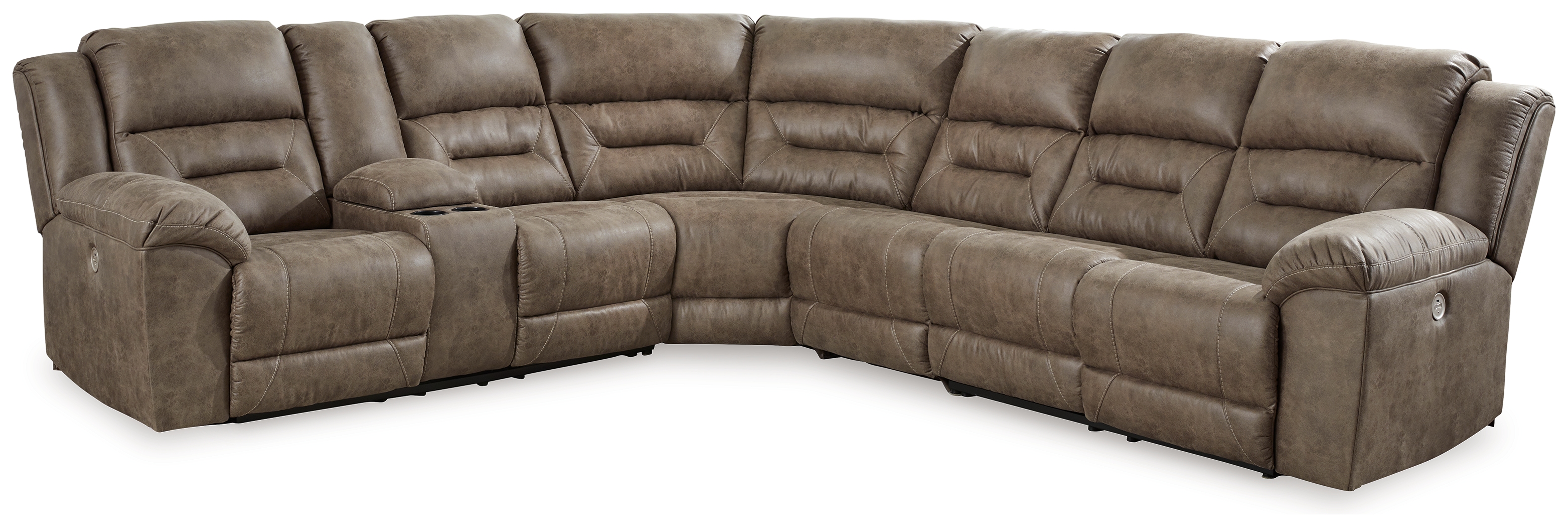 Ravenel - 4-Piece Power Reclining Sectional With Laf Power Reclining Loveseat With Console - Fossil
