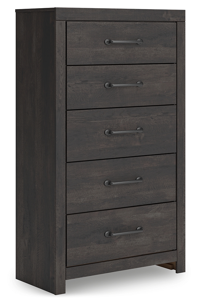 Hollivern - Five Drawer Chest - Dark Gray
