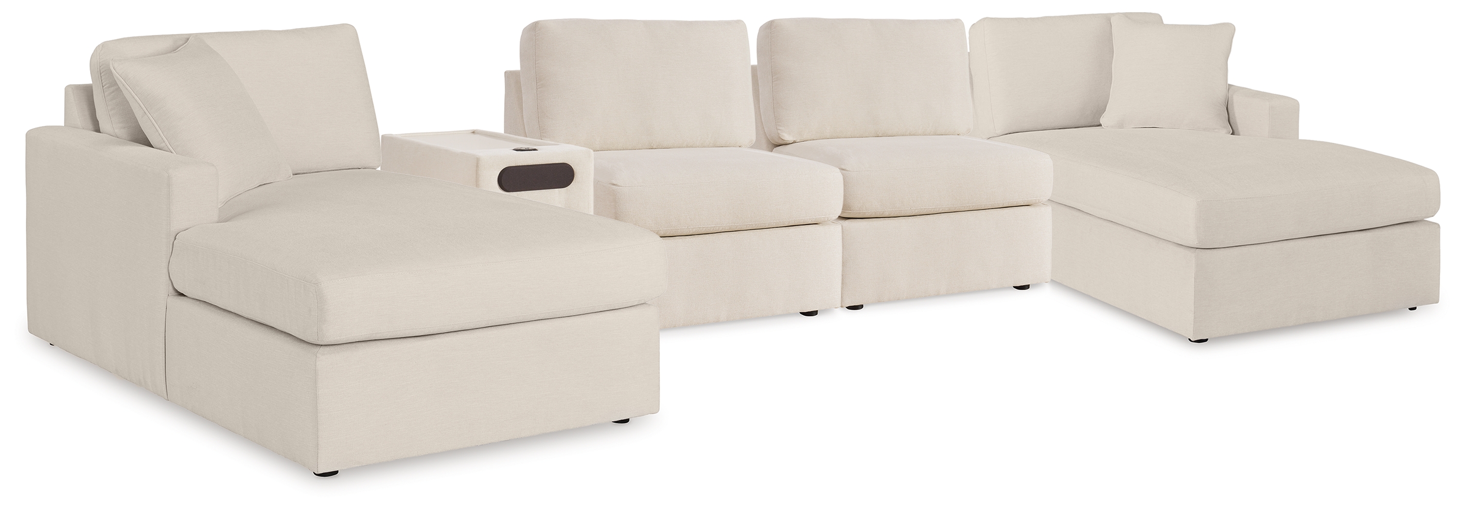 Modmax - 5 Piece Double Chaise Sectional With Audio Console - Oyster