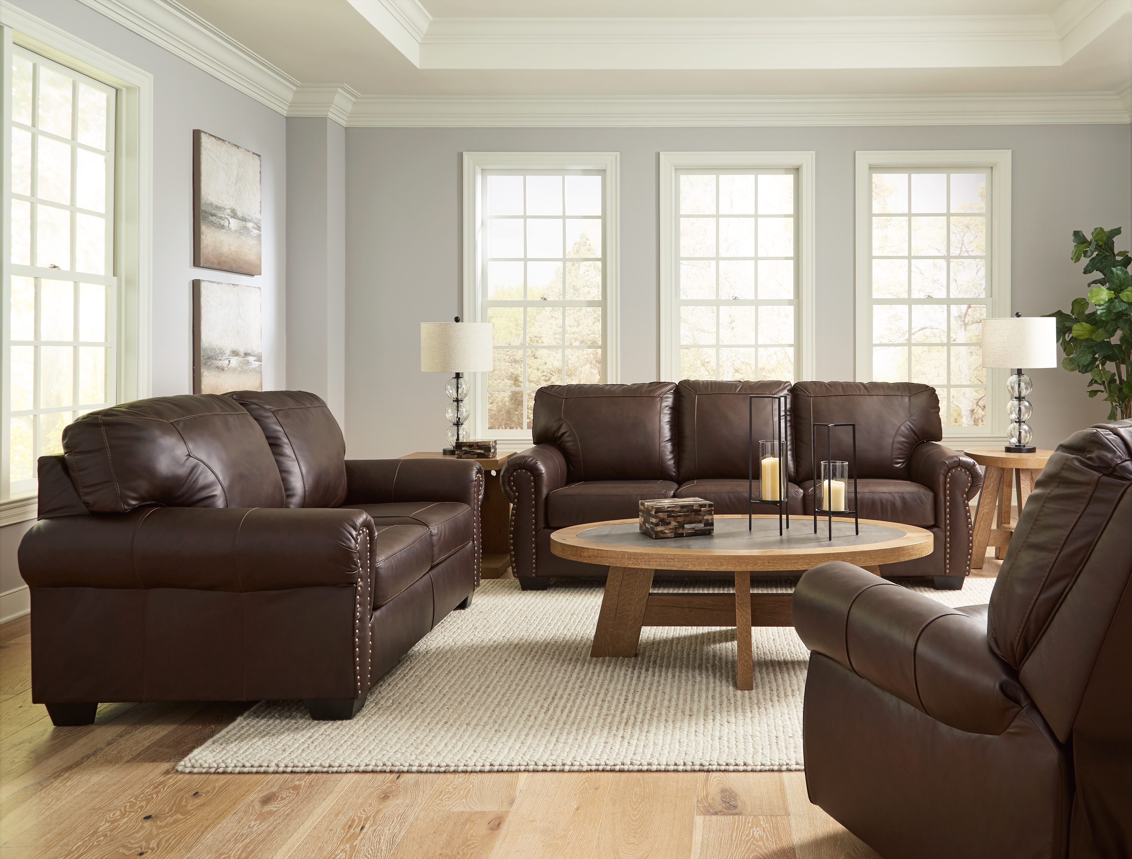 Colleton - 3 Pc. - Sofa, Loveseat, Rocker Recliner - Dark Brown