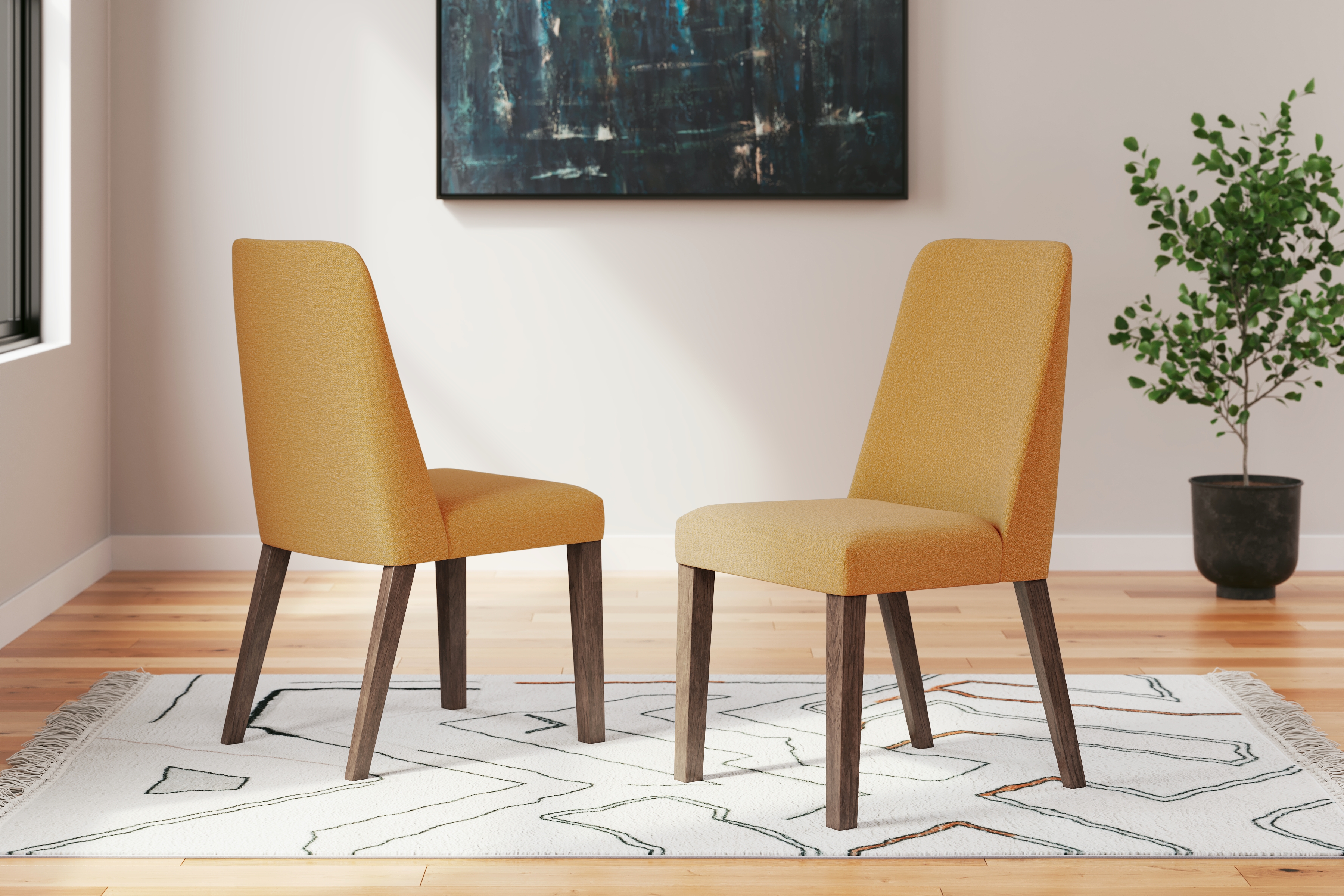 Lyncott - Dining Uph Side Chair (Set of 2) - Mustard / Brown