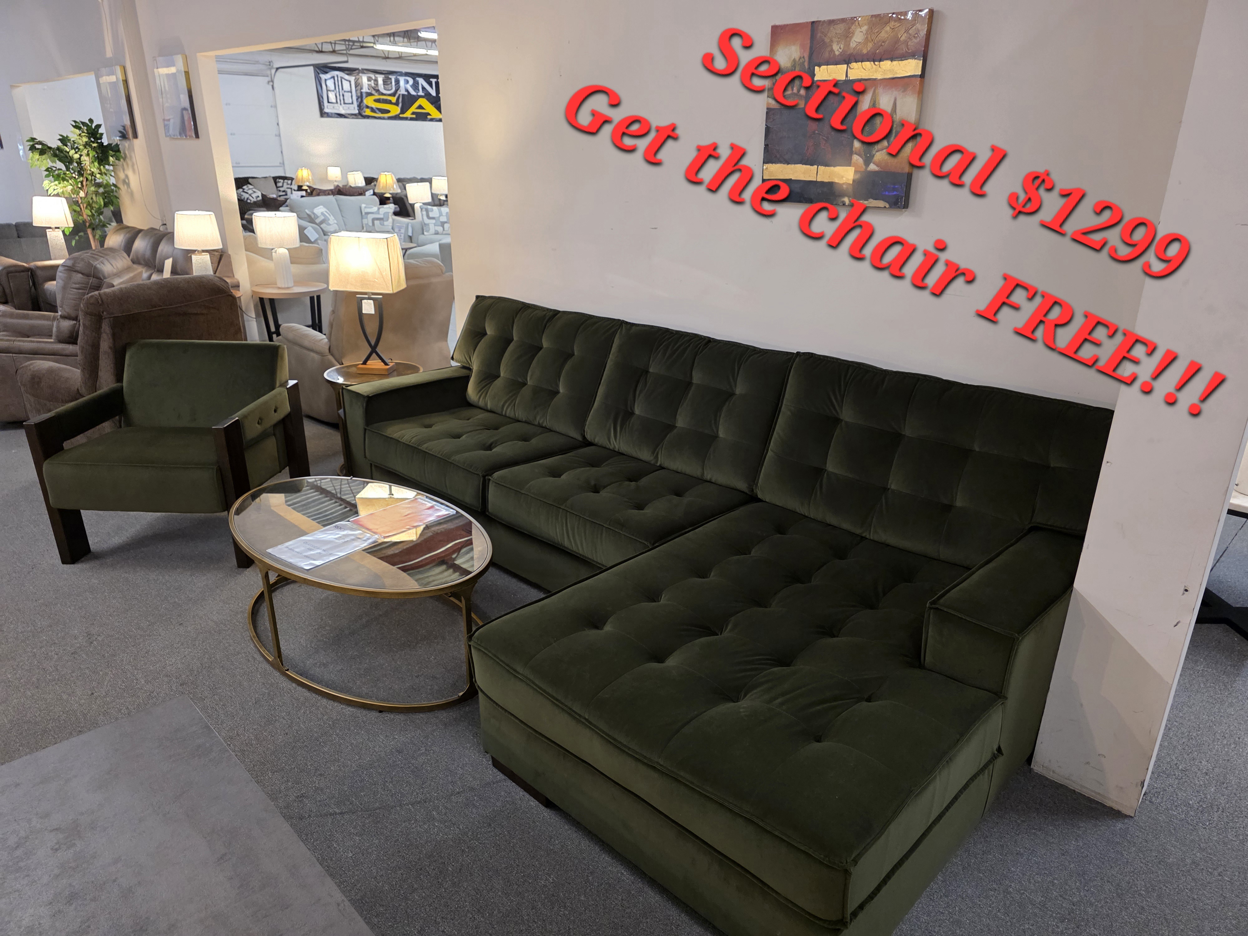 Floor Model Sectional w/Free Chair