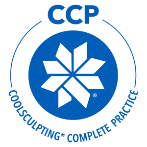 Blue circular CoolSculpting Complete Practice logo with a white snowflake and CCP acronym.