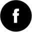 black circle with a white lowercase f resembling the Facebook logo