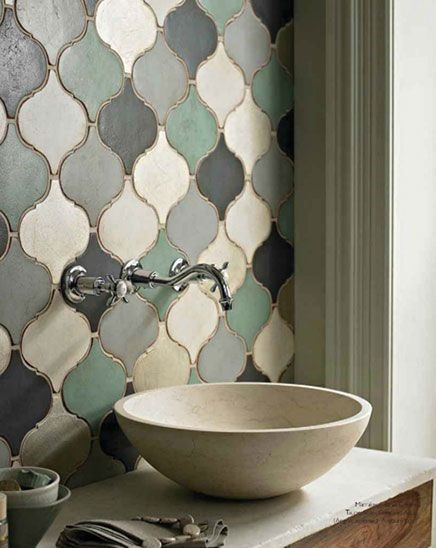 arabesque bathroom tile backsplash