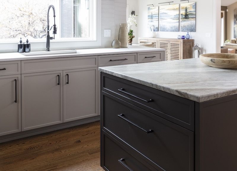 light and dark gray kitchen cabinets