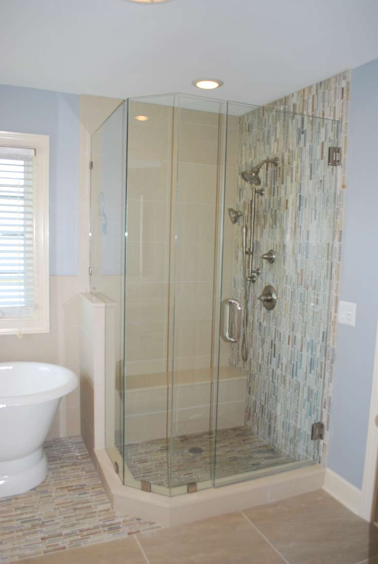 Tile Waterfall in Shower using Stone Tile