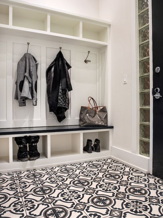 Cement Tile in the Mudroom