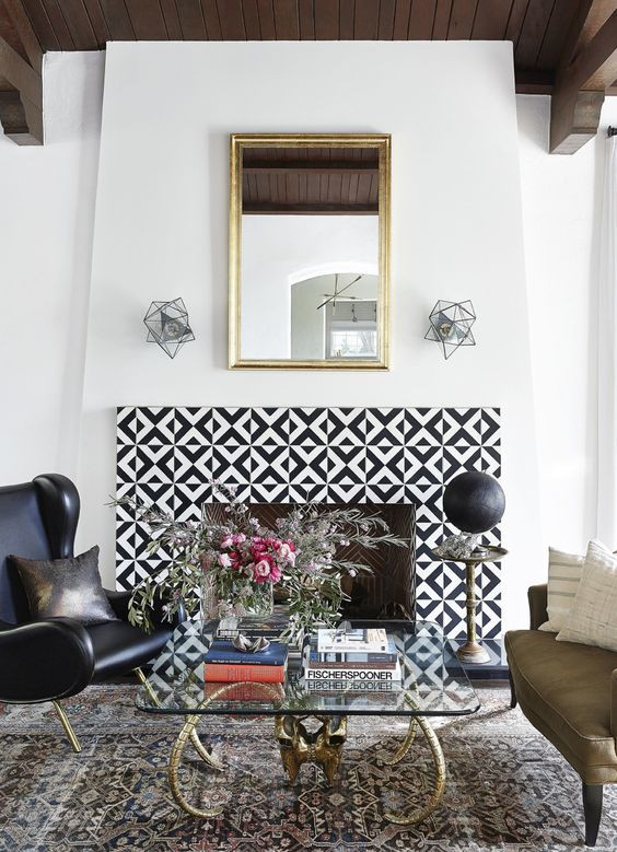 Cement Tile on Fireplace