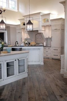 Distressed White Kitchen Cabinets