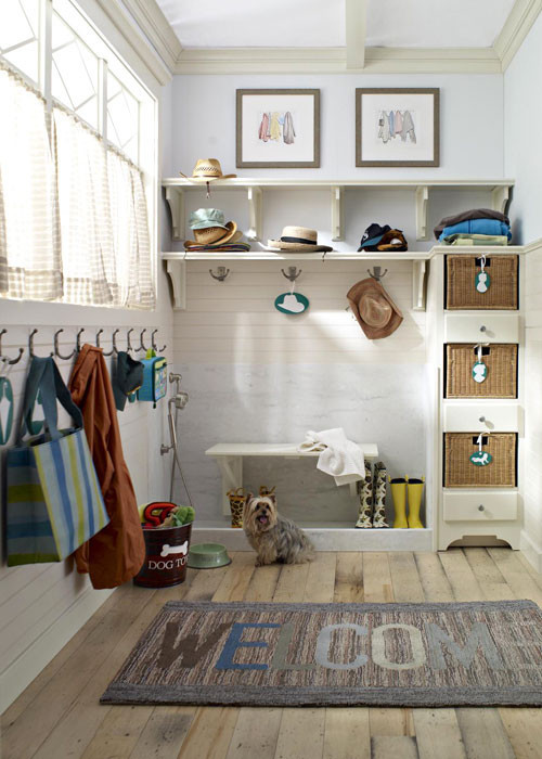 mudroom with dog shower