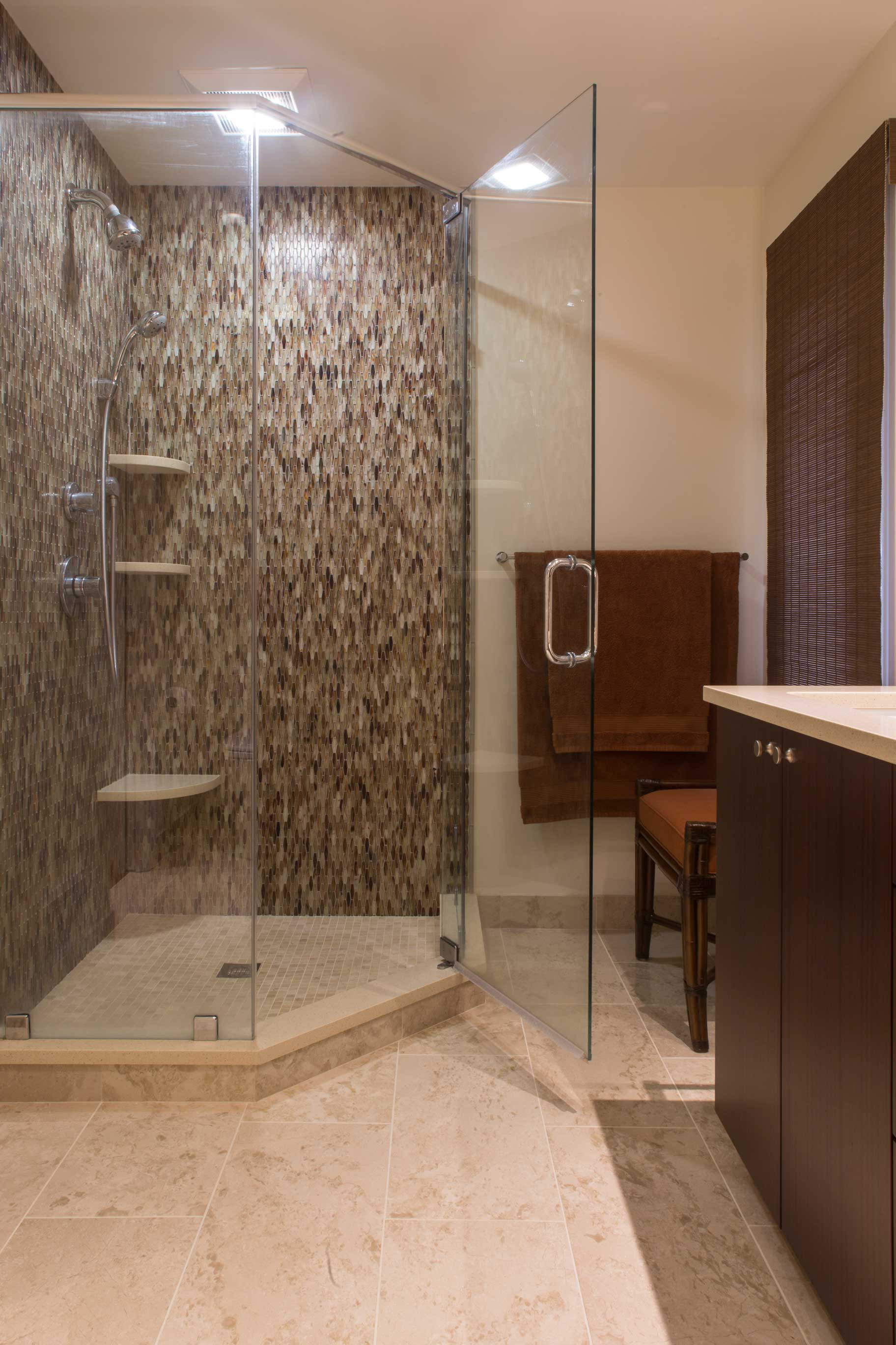 Tile Waterfall in Natural Elements Bathroom Design