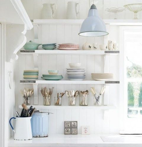 Beach Kitchen Open Shelving