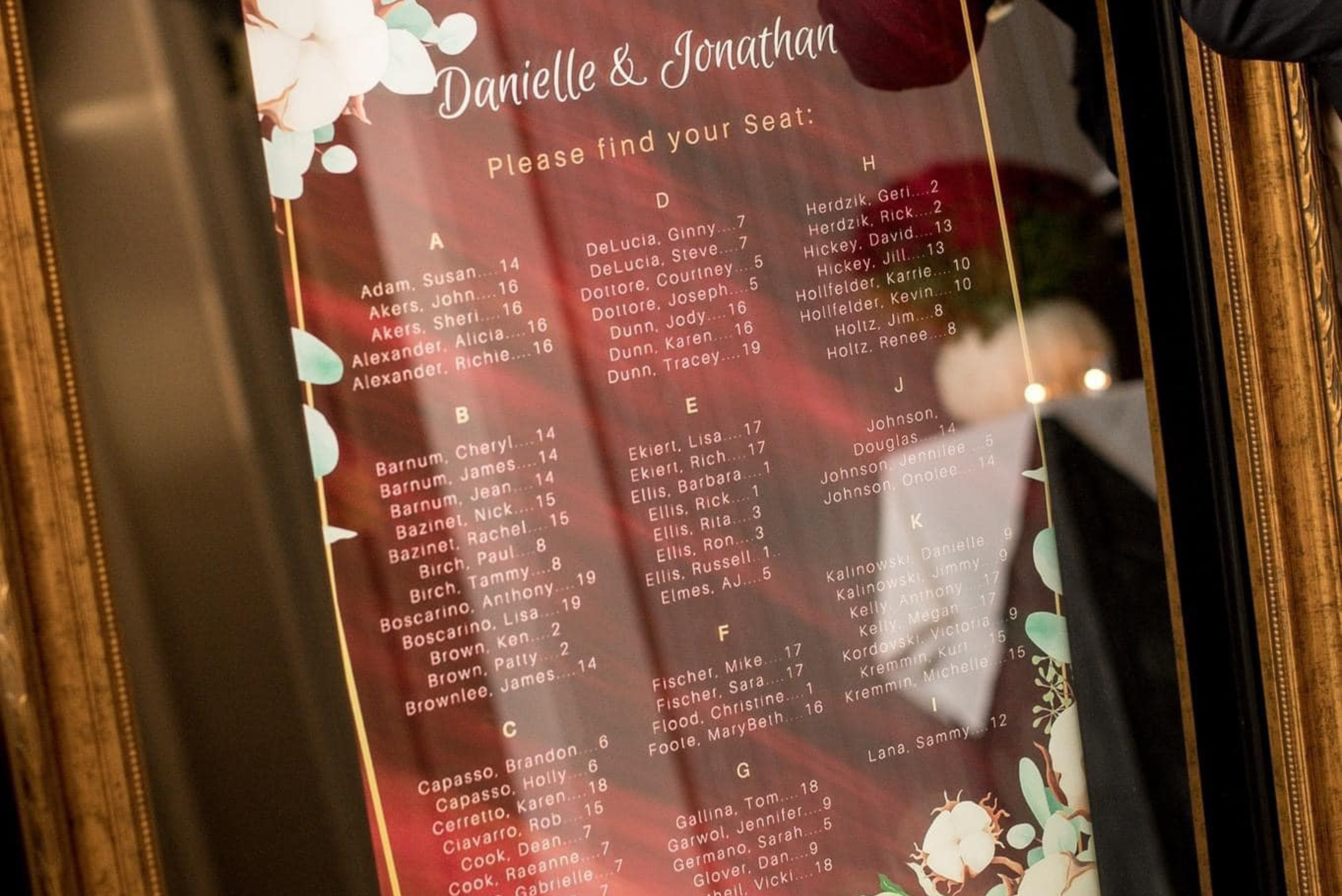 Customized Seating Chart