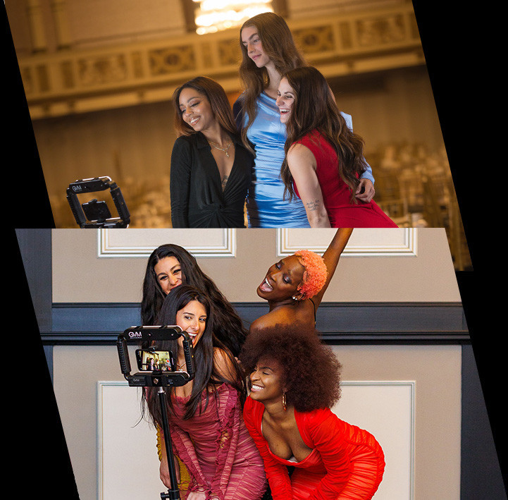 Four People Smiling and Standing on 360 Photo Booth