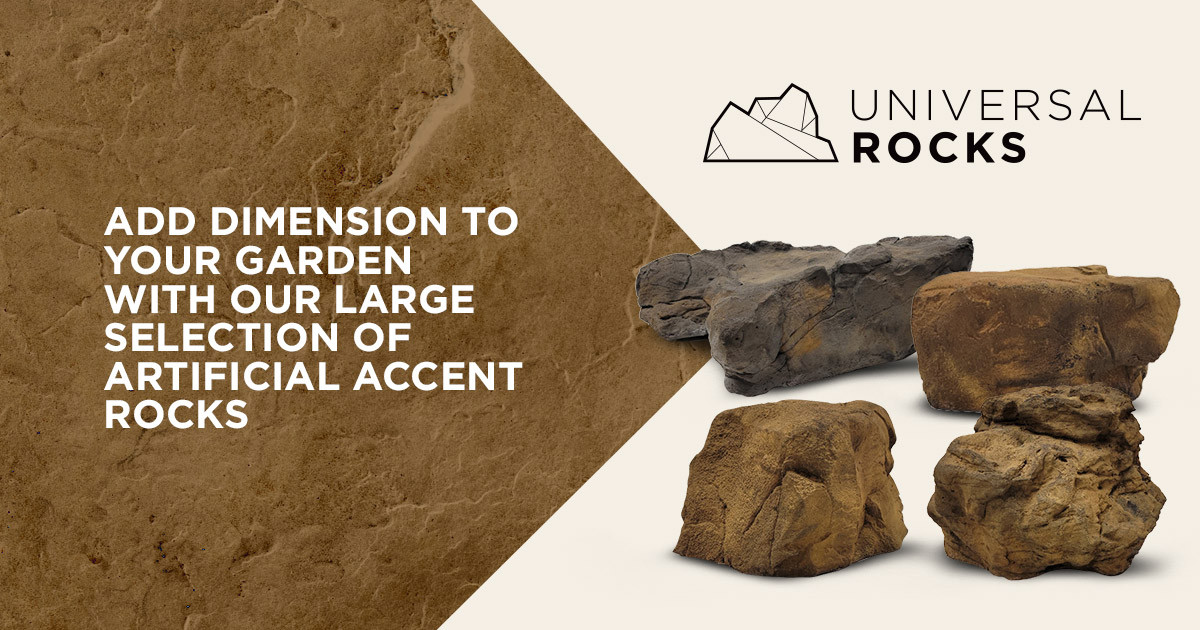 large realistic-looking faux rocks for garden