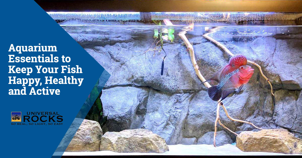 faux rocks and backround panel in fish tank