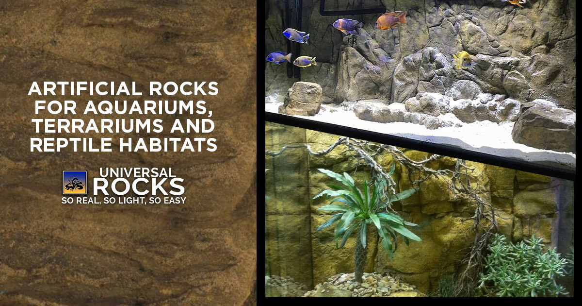 artificial rocks in reptile habitat and aquarium