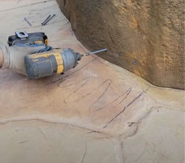 drilling faux rock waterfall for swimming pool