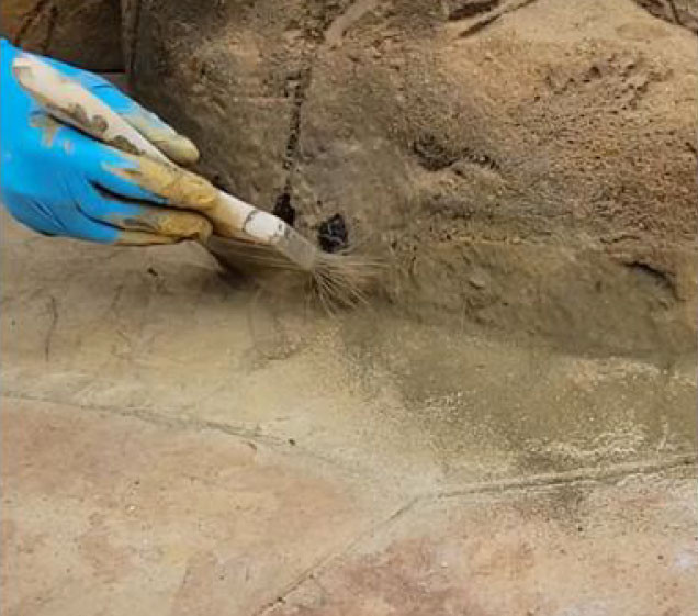 hand painting artificial rock waterfall