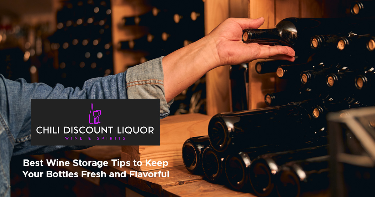 picking out a bottle of stored wine
