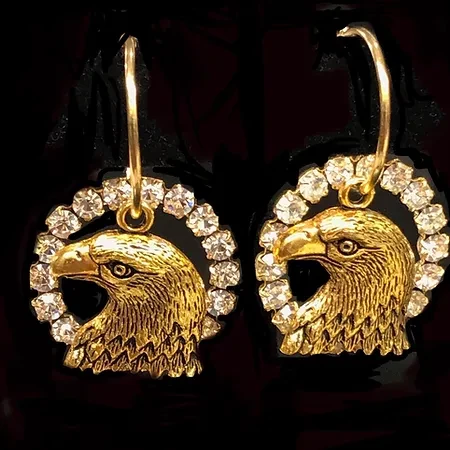 Eagles  Charm Set  (Includes 1 pair Eagles, 1 pair Hoops, and 1 pair Extra Large Crystal Rings)