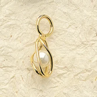 Large Cage Pearl Charm Pair